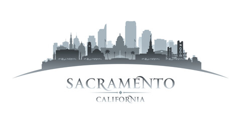 Fototapeta premium Sacramento California city silhouette white background