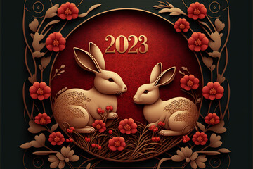 2023 Chinese New Year Floral Decoration with bunnies
