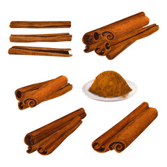 Watercolor cinnamon sticks spices. Hand-drawn illustration isolated on white background. Perfect concept for cafe, cinnamon for cooking and confectionery, restaurant, menu, cards