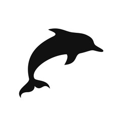 Black silhouette of a dolphin sign on a white background