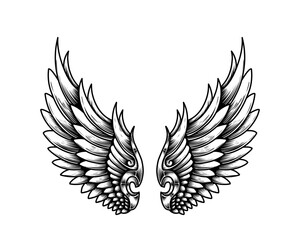 vector angel wings tribal tattoo	