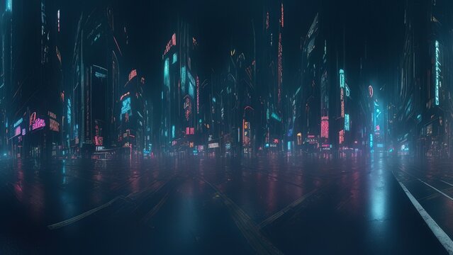 Science fiction chip neon cyberpunk city. © Apache 