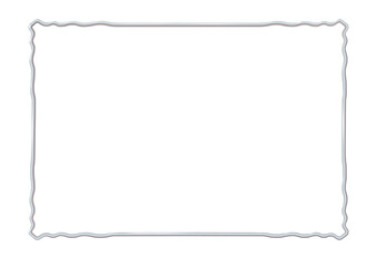 Fototapeta premium Rectangle realistic frame metal or silver with waved corner elements. isolated. Steel, photoframe template. For picture. Png