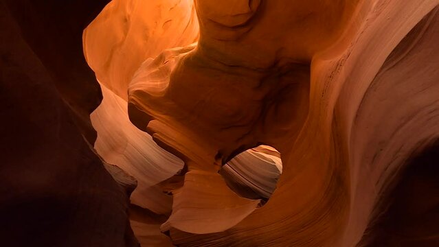 Dramatic dolly in shot of Antelope Canyon.