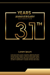 31th Anniversary template design with gold color for celebration event, invitation, banner, poster, flyer, greeting card, book cover. Vector Template