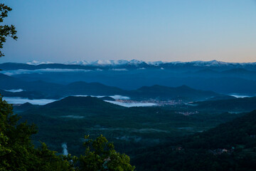 Spring sunrise in La Fageda D En Jorda Forest, La Garrotxa, Spai