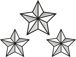 Tres estrellas doradas Argentina campéon del mundial de futbol (football). Ilustración para usar como recurso gráfico o tatuaje.