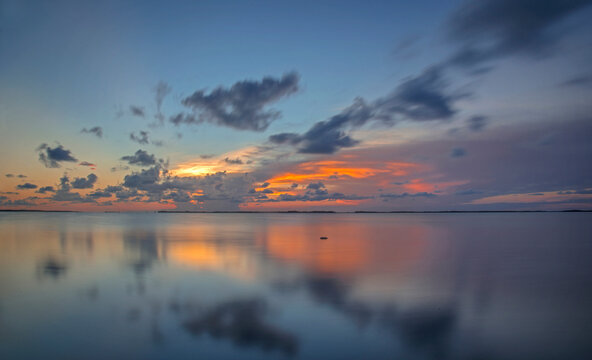 Florida Bay at sunset, Key Largo, Florida, USA