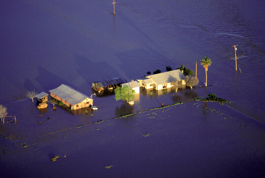 Aerial Of Remnants Of Gila River Flood, Arizona.