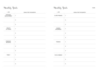 Monthly Goals Calendar, Monthly Planner Calendar, KDP Interior, To Do Planner, Vector PDF, Blank Calendar