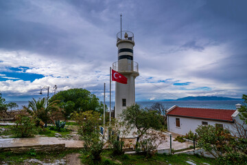 Lighthouse view in Pigeon Island Castle in Kusadasi