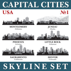 Obraz premium Capital cities skyline set. USA. Part 1