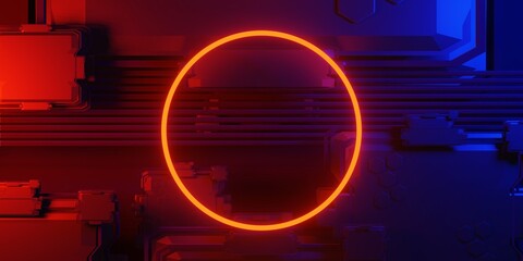 abstract cyberpunk gaming wallpaper background, 3d illustration rendering, metaverse virtual reality game