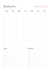Monthly Planner, Monthly Planner Calendar, KDP Interior, To Do Planner, Vector PDF, Blank Calendar