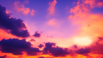 Naklejka na ściany i meble Dramatic panorama sky with clouds at sunrise and sunset time.