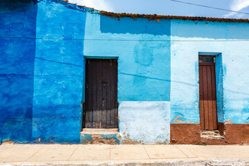 Old blue colonial house in the center of Trinidad, Cuba, Caribbean