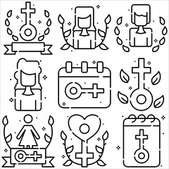 Women day icon outline style part four