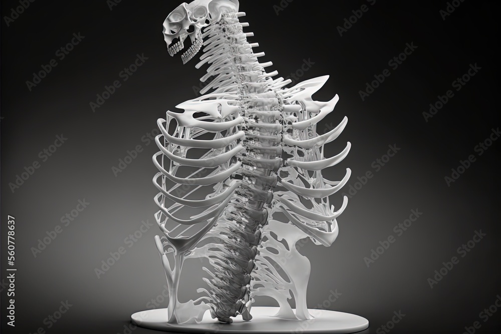 Poster a skeleton is standing on a white base with a black background and a black background behind it is a