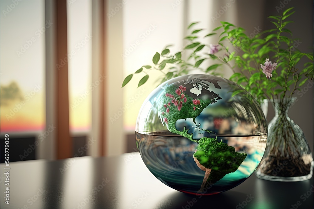 Poster a vase with a plant inside of it on a table next to a vase with a plant inside of it on a table next