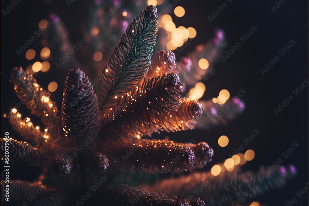 Poster a pine cone with a blurry background of lights in the background is a pine cone with a blurry backgr