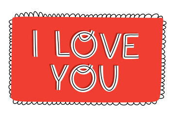 Vector Valentines Day text. I love you. Romantic quote for design greeting cards, tattoo, holiday invitations. Hand drawn design elements. Handwritten modern brush lettering.