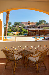 Blooming hotel park in Egypt