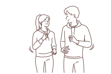 Happy couple jogging outdoors