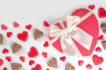 Red and chocolate hearts background
