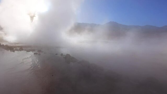 Chile, San Pedro de Atacama, Tatio Geysers in Atacama Desert.