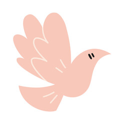 Dove of peace, cartoon style. Flying cute pigeon. Trendy modern vector illustration isolated on white background, hand drawn, flat