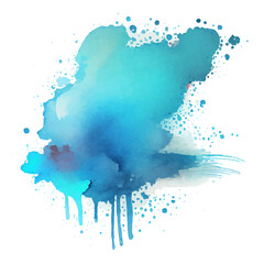 Blue Watercolor Paint Splash Isolated