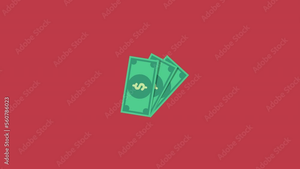 Poster dollar notes animated icon.motion animation.flat design