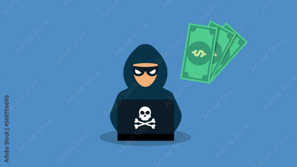 Poster hacker icon and money motion animation.flat design.
