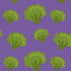 Fotobehang Vector seamless pattern with a broccoli.Hand draw fresh green healthy food. Vegetable © Катерина Германчук