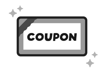 Obraz premium シンプルなクーポンのイラスト･アイコン素材 - 英語のCOUPONの文字入り - 白黒 