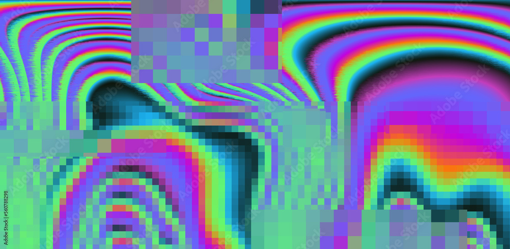 Fototapete Texture of a glitched and distorted computer screen with random pixel noise.