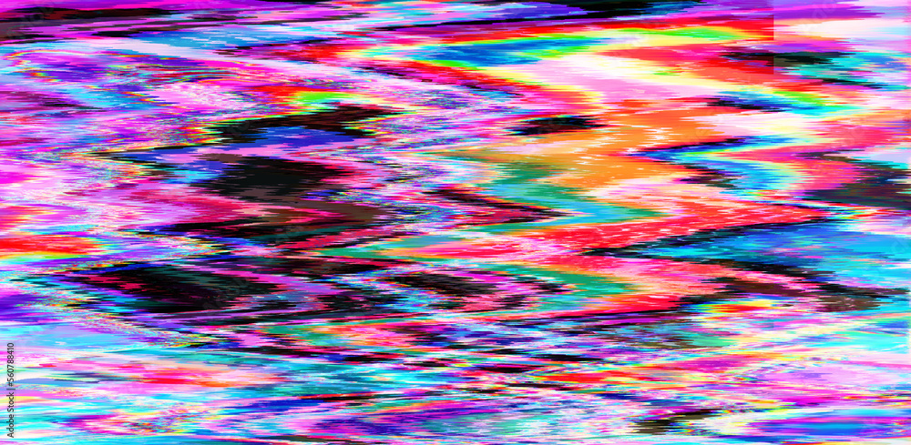 Poster abstract retrowave background with digital pixel noise glitch artifacts like in old video vhs tape.
