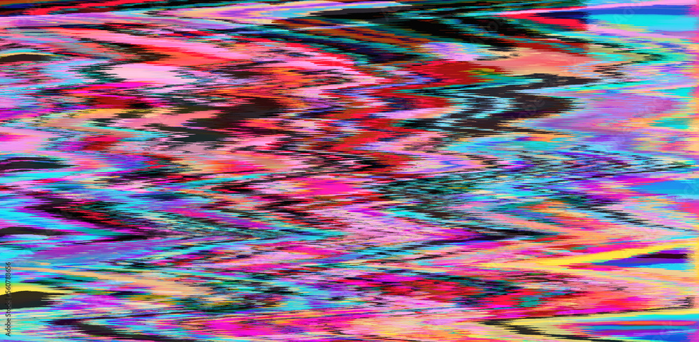 Poster abstract retrowave background with digital pixel noise glitch artifacts like in old video vhs tape.