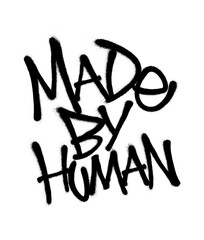 Sprayed made by human font graffiti with overspray in black over white. Vector illustration.