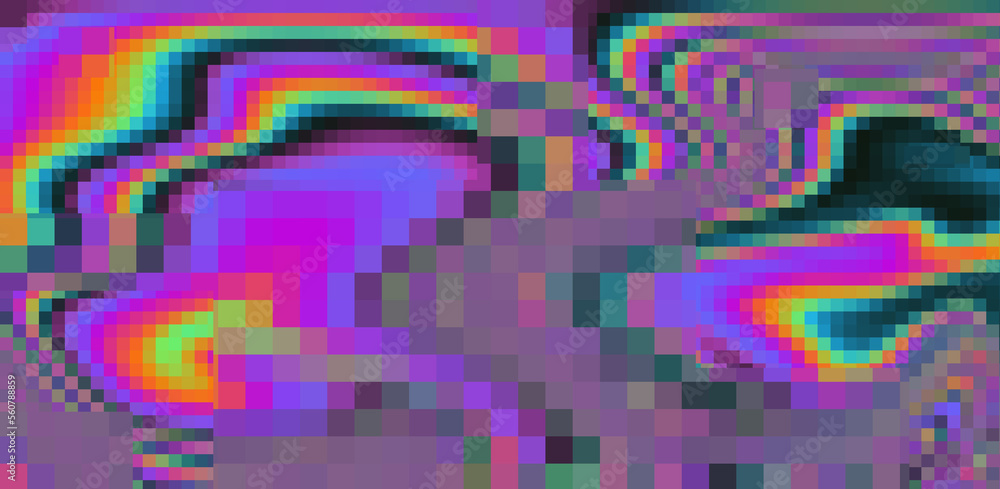 Fototapete Texture of a glitched and distorted computer screen with random pixel noise.