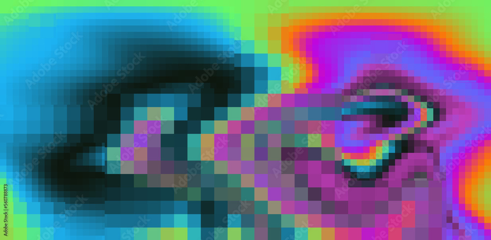 Fototapete Texture of a glitched and distorted computer screen with random pixel noise.