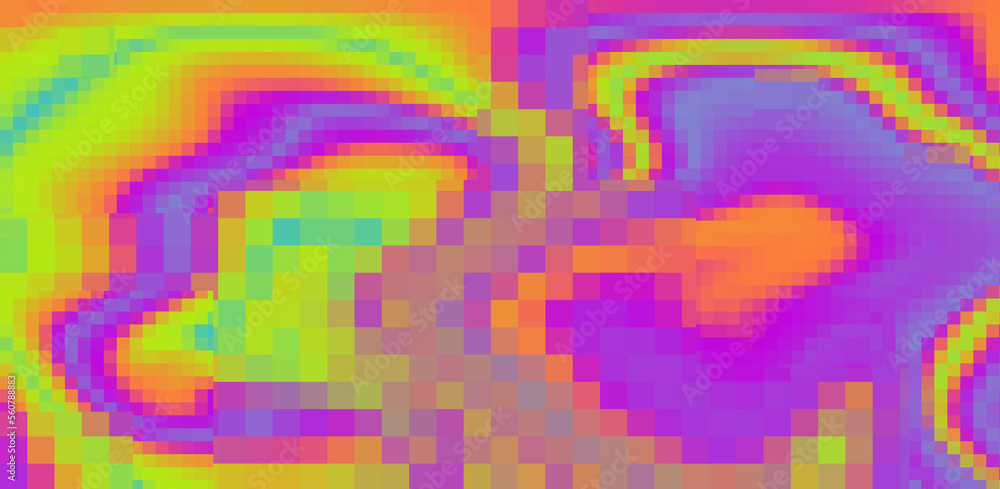 Poster Glitched and pixelated screen of a computer. Abstract background with digital noise artifacts.
