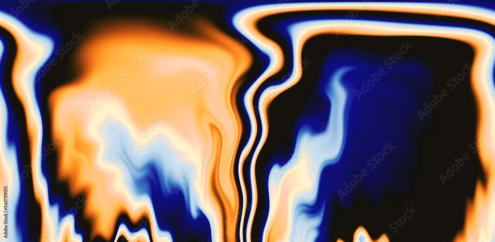 Poster abstract trippy background with ebru marbling texture in acid vivid colors.