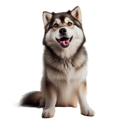 alaskan malamute puppy with clipping path. 
cute dog on white background - obrazy, fototapety, plakaty