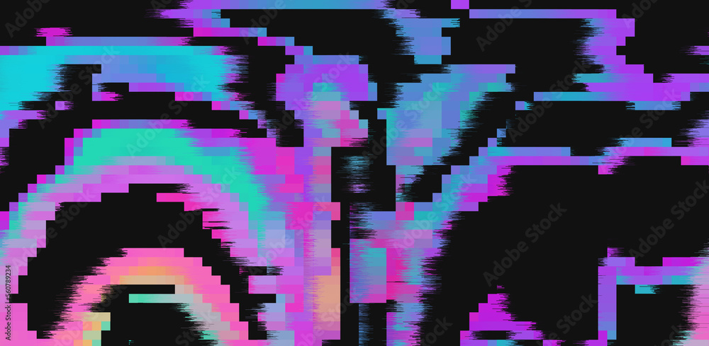 Aufkleber Glitched and pixelated screen of a computer. Abstract background with digital noise artifacts.