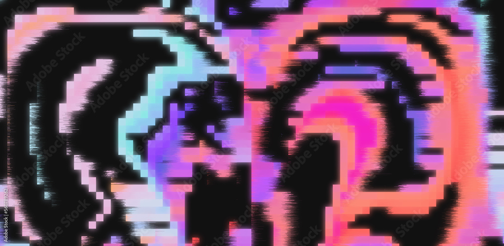 Aufkleber Glitched and pixelated screen of a computer. Abstract background with digital noise artifacts.