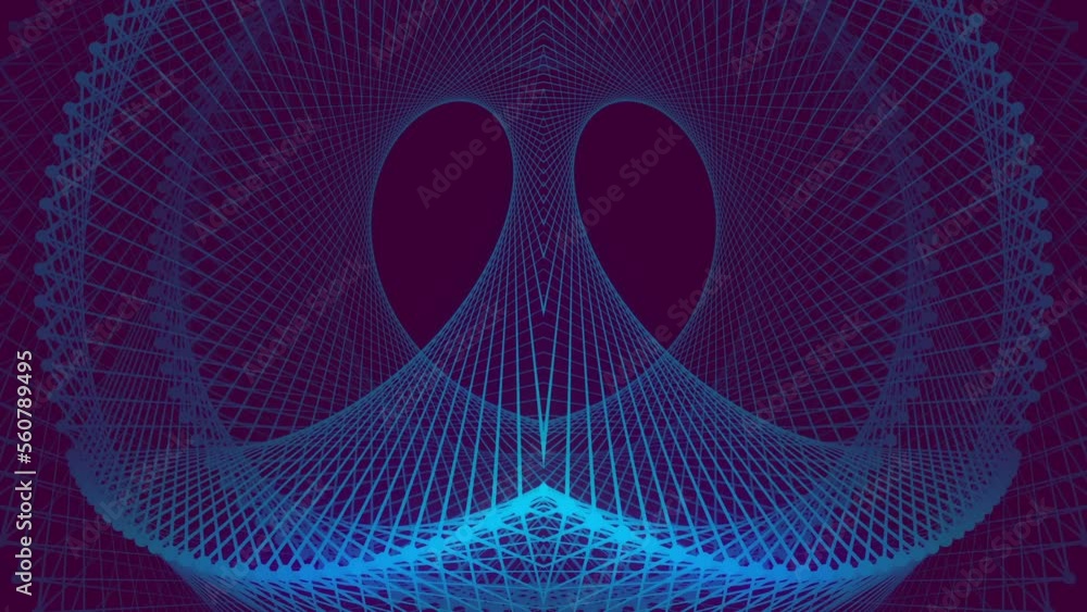 Poster Geometric wire architectural symmetrical background. 3d rendering loop animation