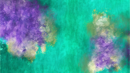Fototapeta na wymiar Mardi Gras Digital Watercolor Background Abstract Splash Colorful Art