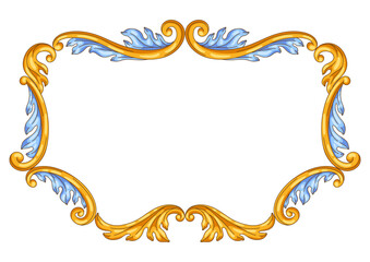Decorative floral frame in baroque style. Colorful curling plant.