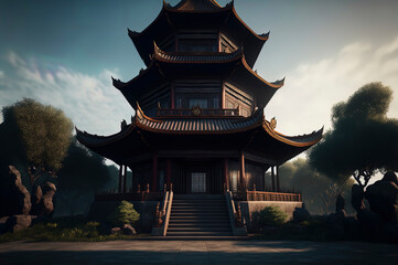 Chinese pagoda building
